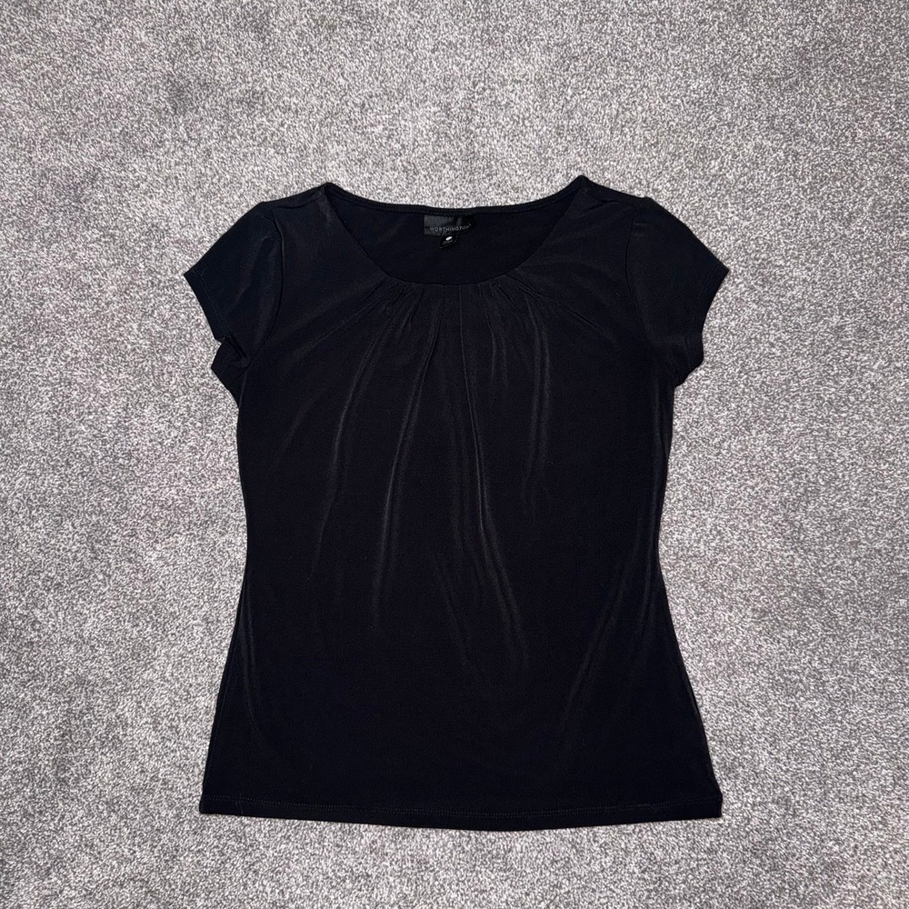 Worthington Women's Black Short-Sleeve Blouse - Size Petite Small